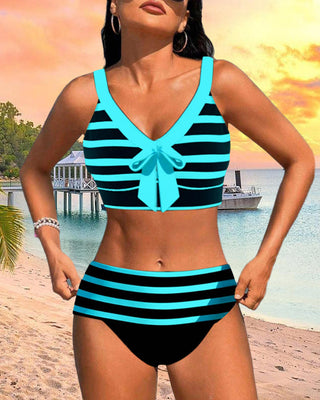 Laluna® | Gestreifter Bikini mit hoher Taille