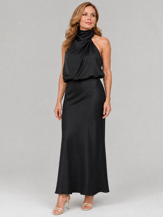 Nopal | Ärmelloses Midi-Kleid mit drapiertem Hals