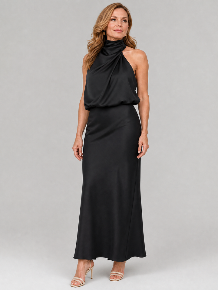 Nopal | Ärmelloses Midi-Kleid mit drapiertem Hals