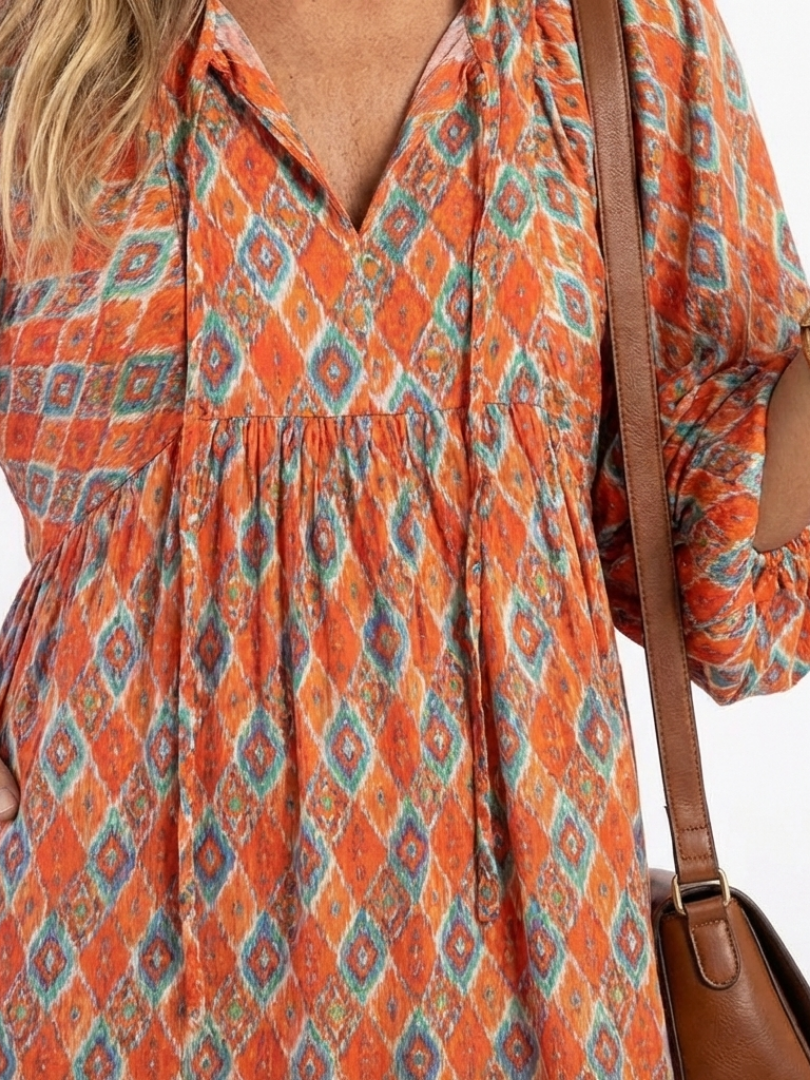 NAEL BERLIN | Geometrisches Boho-Midikleid mit Volants Chloé