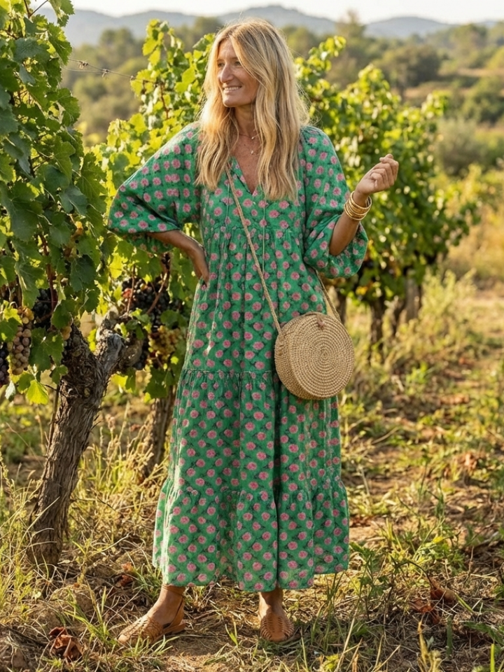 NAEL BERLIN | Geblümtes Boho-Midikleid mit Volants Camille