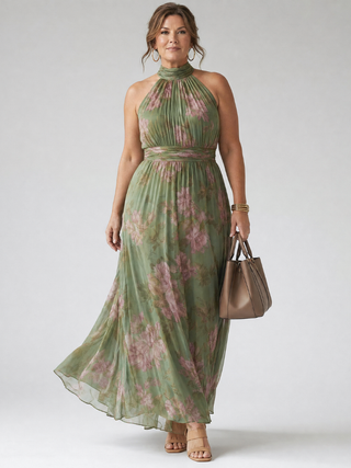 Mirelle | Gerafftes Halter-Midi-Kleid