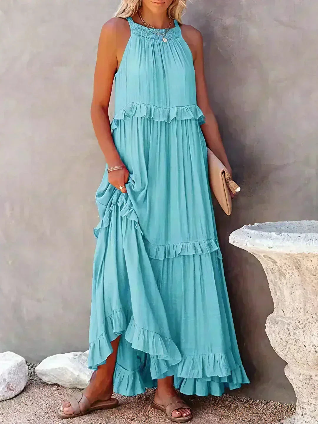 Lou | Elegantes ärmelloses Kleid mit Rüschen