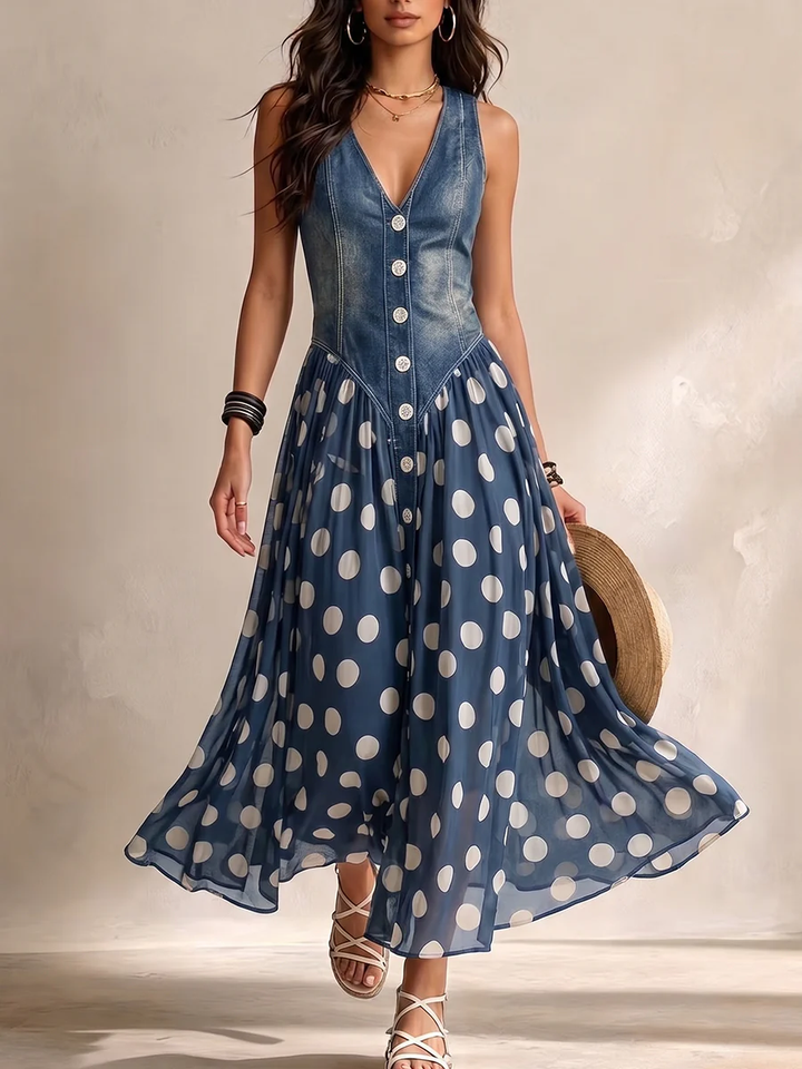 Bianca – Midikleid aus Chiffon mit Punktemuster