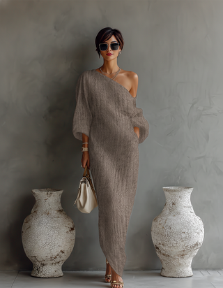 Elowen | Minimalistisches One-Shoulder-Maxikleid