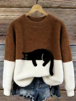 Lotte – Kuscheliger Oversize-Pullover mit Katzenmotiv
