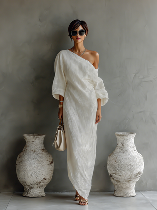 Elowen | Minimalistisches One-Shoulder-Maxikleid