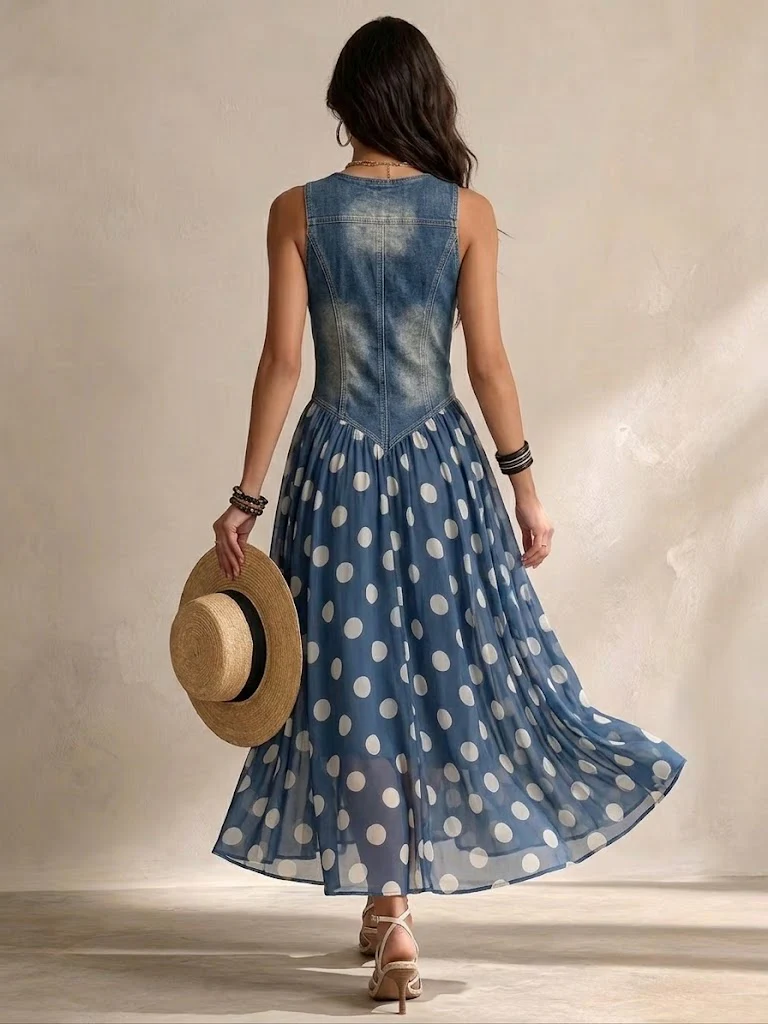 Bianca – Midikleid aus Chiffon mit Punktemuster