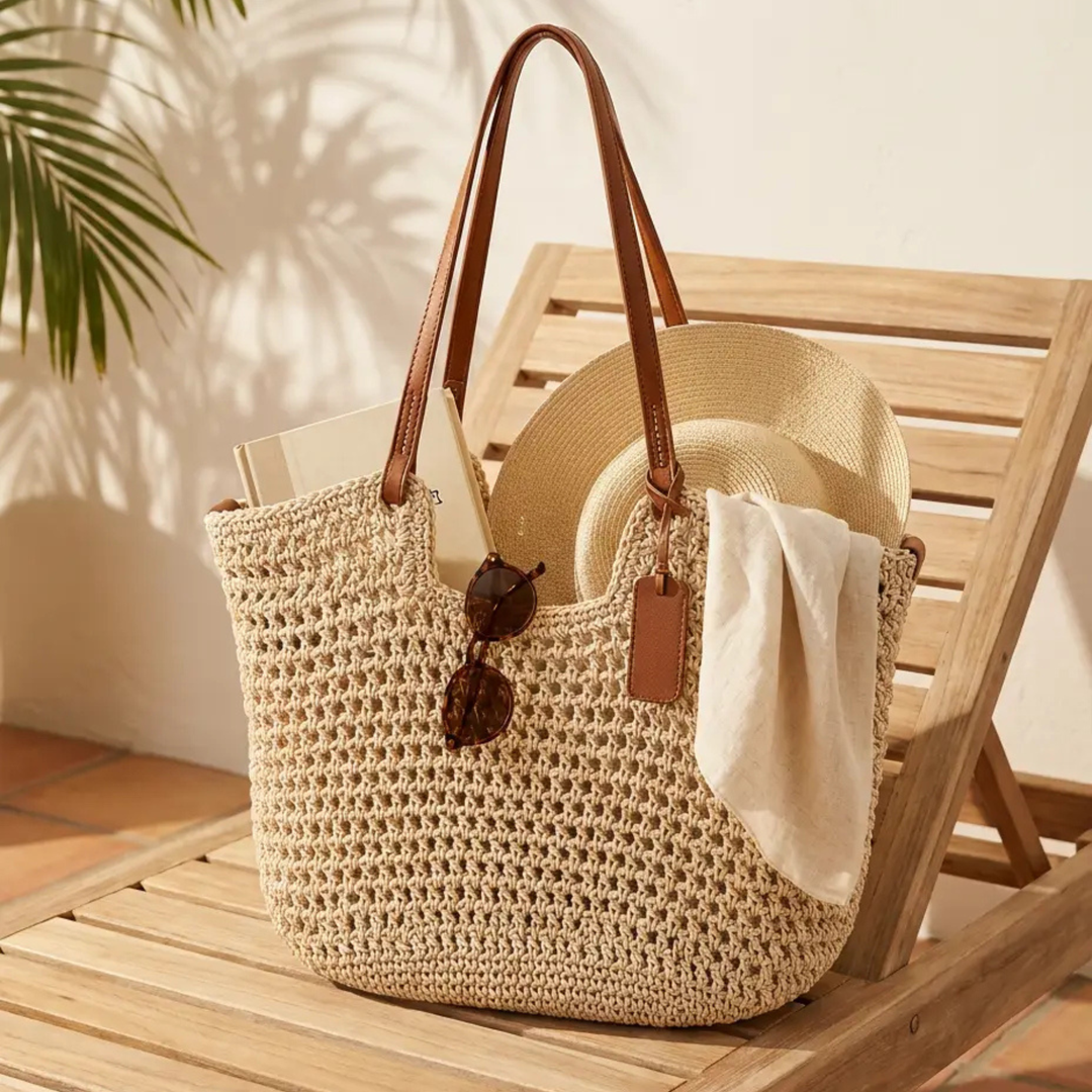 Alina – Handgehäkelte Shopper-Tasche – Hellbeige