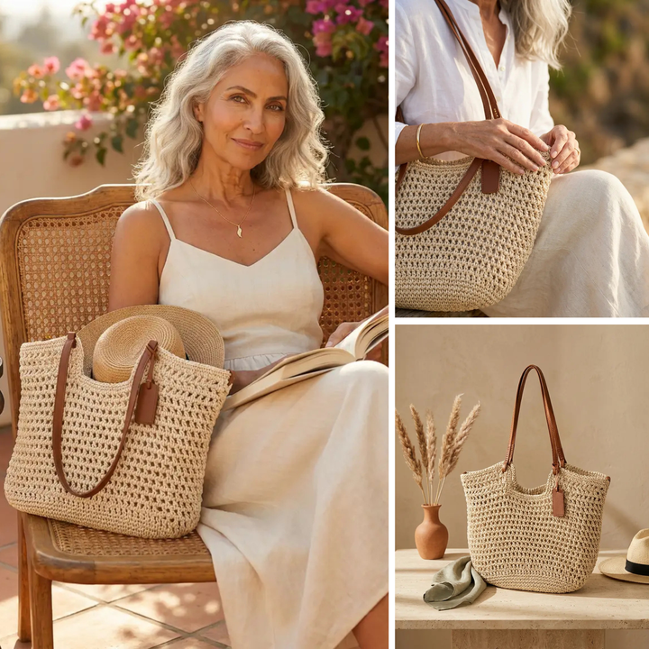 Alina – Handgehäkelte Shopper-Tasche – Hellbeige