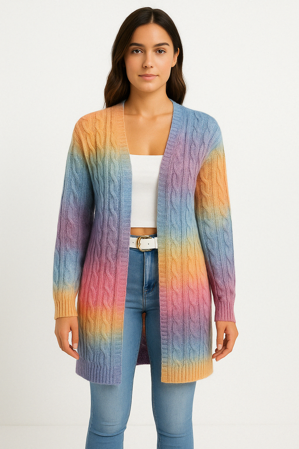 Lange Strickjacke – Offener Duster-Cardigan aus weichem Strick