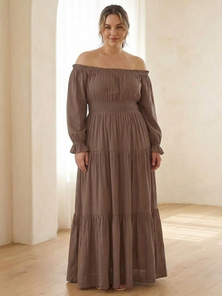 Adira | Off-Shoulder Smock-Maxikleid