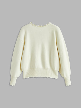 Strickjacke mit Perlenbesatz
