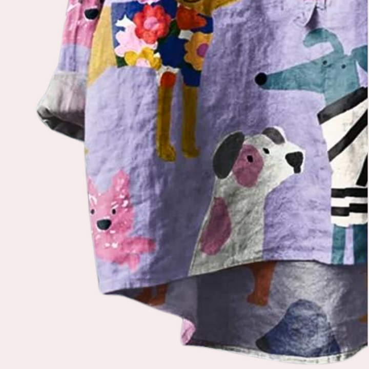 Nael Berlin | Lange Damenbluse mit verspieltem Hundeprint