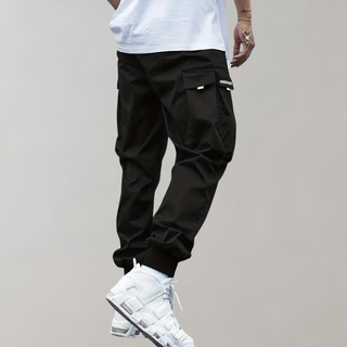 Nael Berlin | Herren Cargo Jogginghose – Lila Streetwear-Hose mit Reißverschlusstaschen & Bündchen