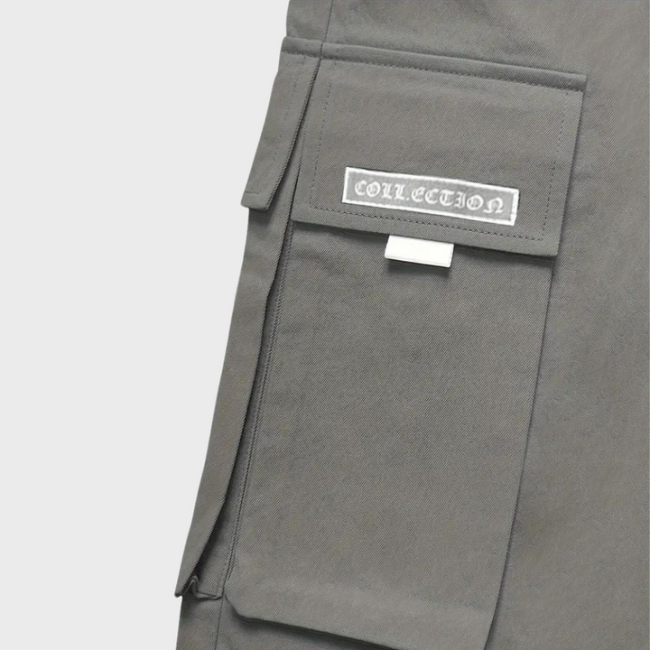 Nael Berlin | Herren Cargo Jogginghose – Lila Streetwear-Hose mit Reißverschlusstaschen & Bündchen