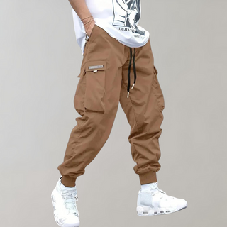 Nael Berlin | Herren Cargo Jogginghose – Lila Streetwear-Hose mit Reißverschlusstaschen & Bündchen