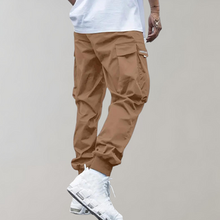 Nael Berlin | Herren Cargo Jogginghose – Lila Streetwear-Hose mit Reißverschlusstaschen & Bündchen