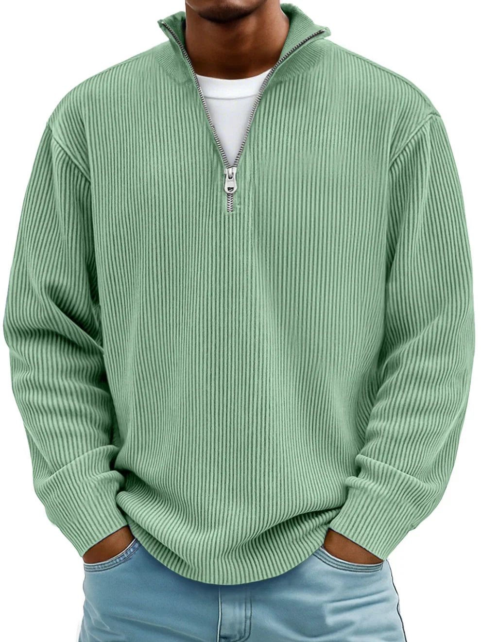 Nael Berlin | Rippstrick-Pullover mit Reißverschlusskragen für Herren