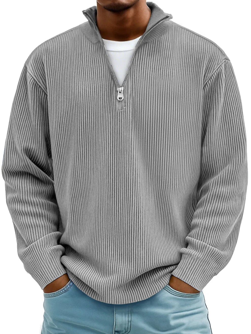 Nael Berlin | Rippstrick-Pullover mit Reißverschlusskragen für Herren