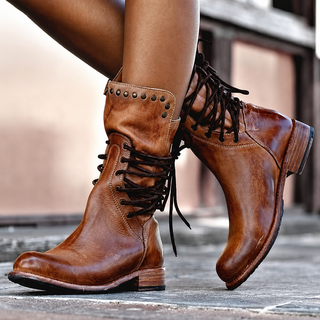 Nova | Cross-Tied Biker-Stiefeletten mit Fleece-Futter