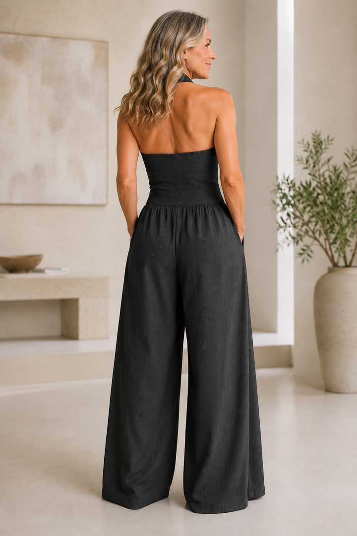 Bianca | Overall aus Leinen und Baumwolle mit elegantem Überkreuzausschnitt