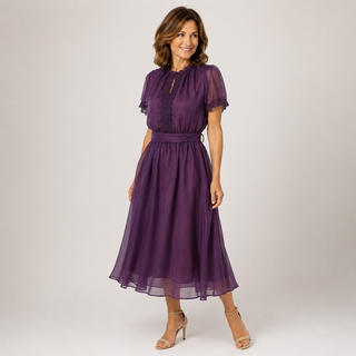 Flavia | Maxikleid aus Chiffon mit Spitze