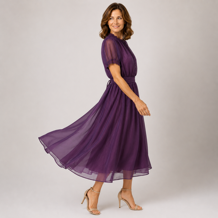 Flavia | Maxikleid aus Chiffon mit Spitze