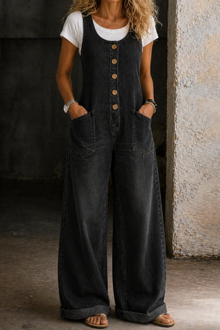 Bethany | Vintage-Latzhose aus gewaschener Baumwolle