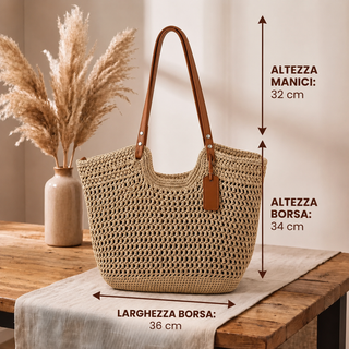Alina – Handgehäkelte Shopper-Tasche – Hellbeige