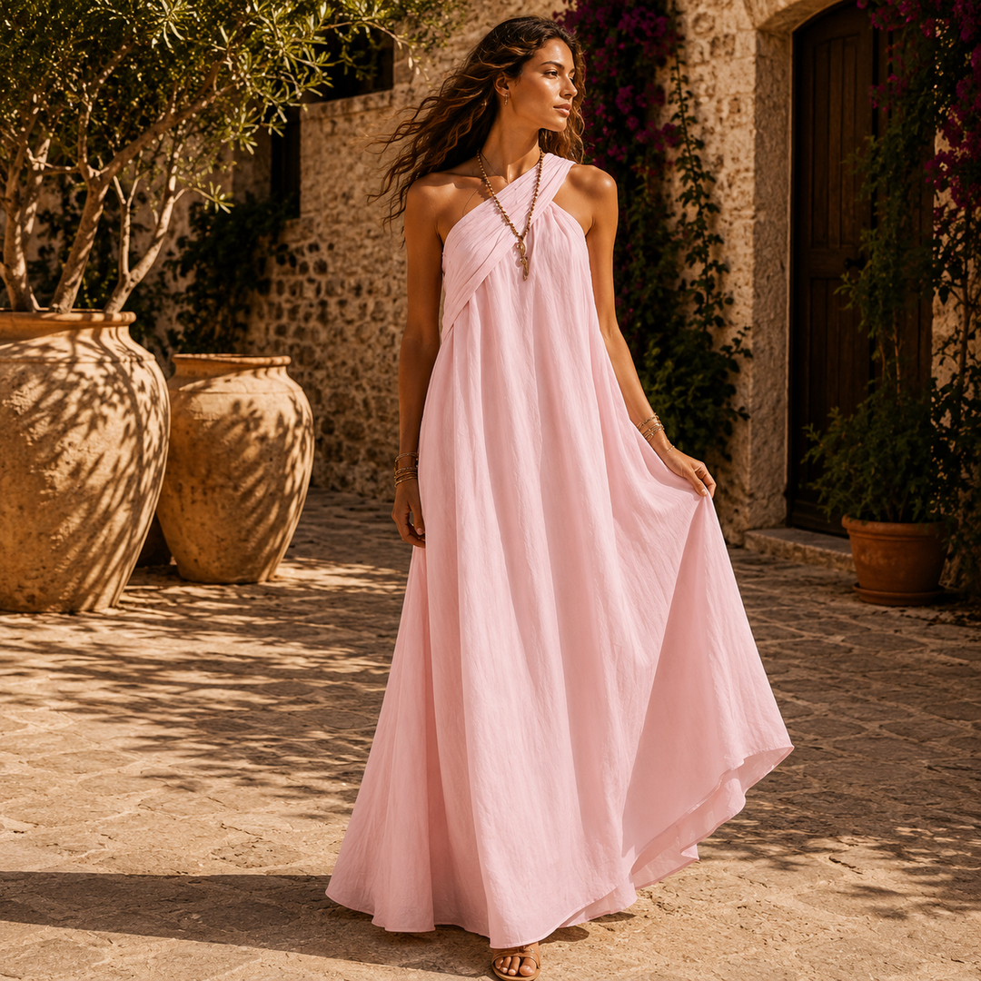 Vera – Mediterranes Maxikleid mit Wickel-Optik
