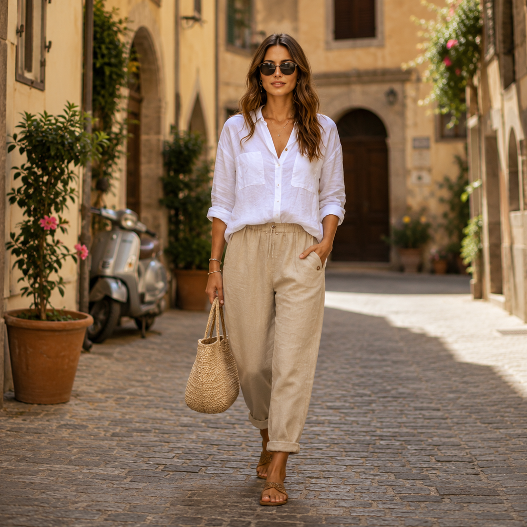 Rosa | Leichte Leinenhose