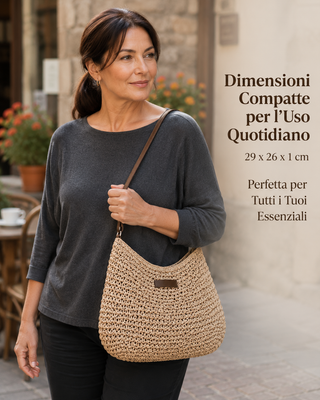Dina – Elegante Geflochtene Tasche – Dunkelbraun