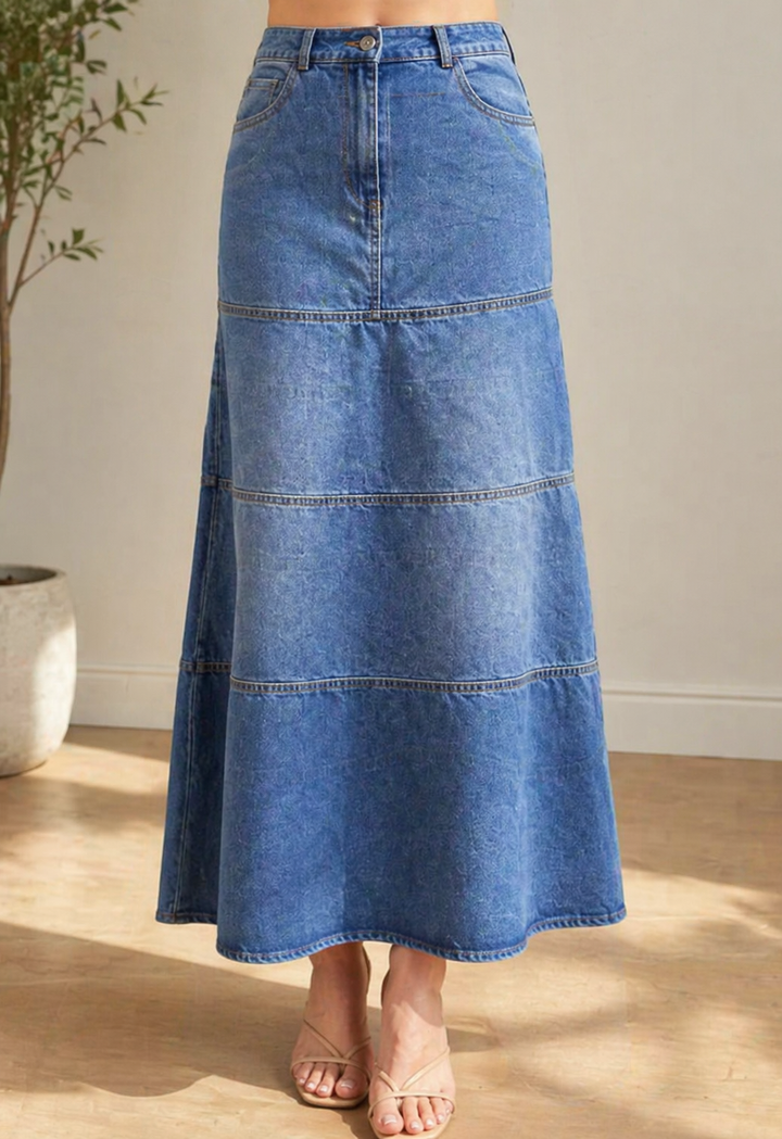 Mary | Jeansrock in Midi-Länge