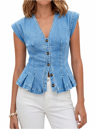 Viera | Jeans-Top mit V-Ausschnitt