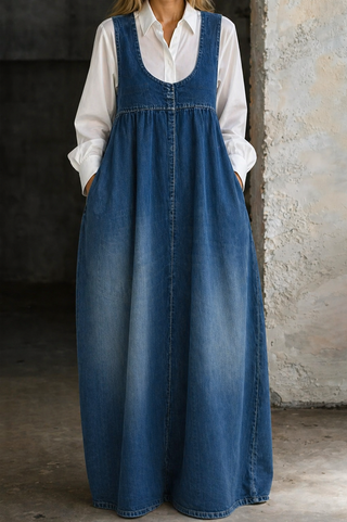Veronica | Lockeres Jeans-Westenkleid