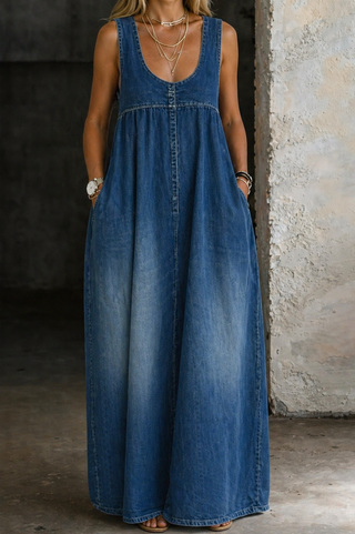 Veronica | Lockeres Jeans-Westenkleid