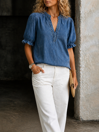 Ashley | Vintage-Jeanskleid mit V-Ausschnitt
