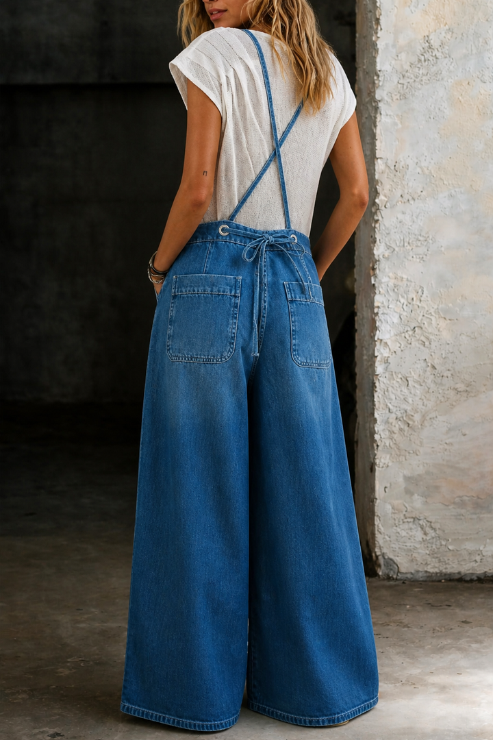 Elizabeth | Latzhosen-Jumpsuit mit weitem Bein