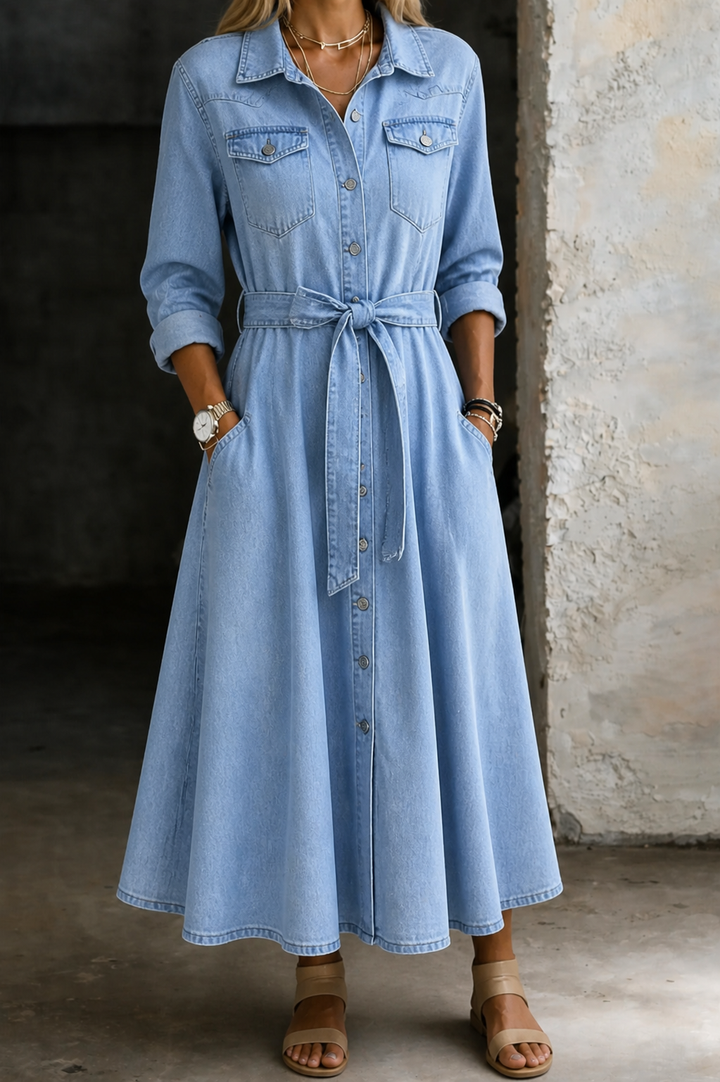 Luna | Langärmeliges Jeanskleid