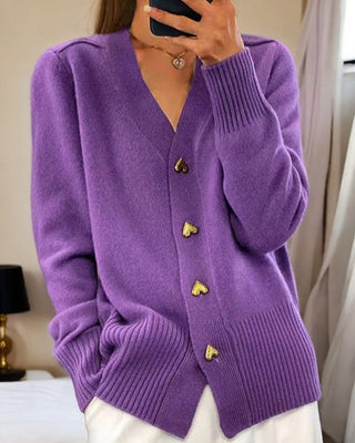 V-Ausschnitt Strickjacke – Weiche Knopf-Strickjacke