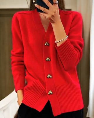 V-Ausschnitt Strickjacke – Weiche Knopf-Strickjacke