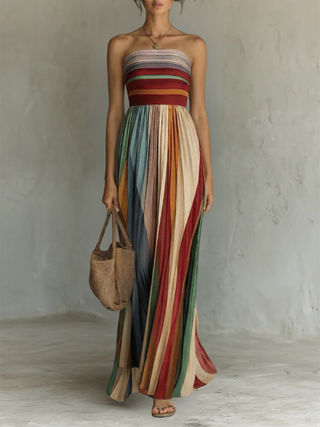 Aria | Gestreiftes Sunset-Maxikleid