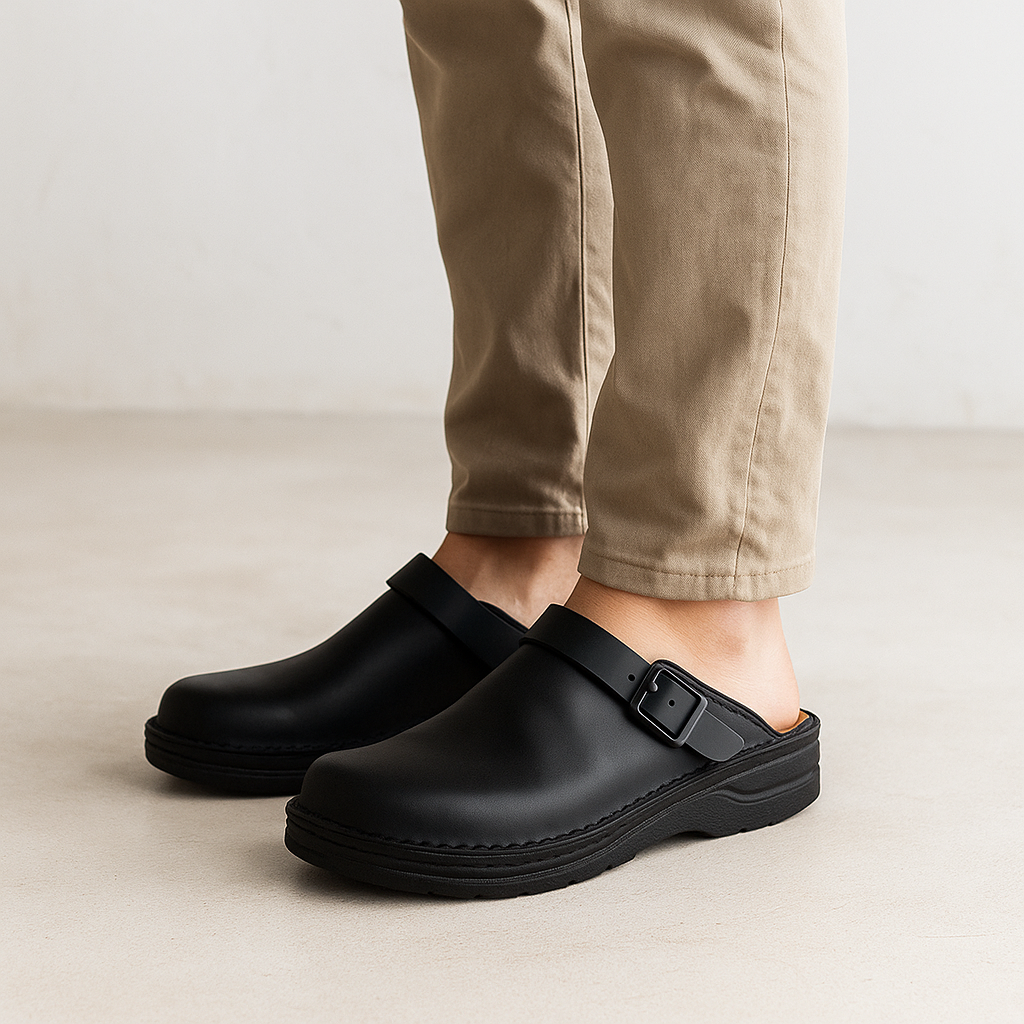 Erin – Bequeme Clogs in Lederoptik mit Schnalle