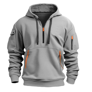 Samuel Herren Hoodie mit Reißverschlusstaschen in Hellgrau