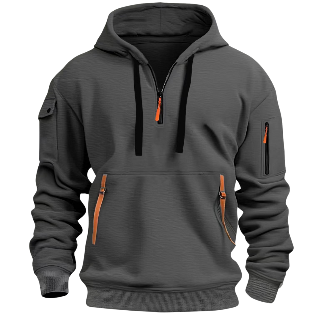 Samuel Herren Hoodie mit Reißverschlusstaschen in Dunkelgrau