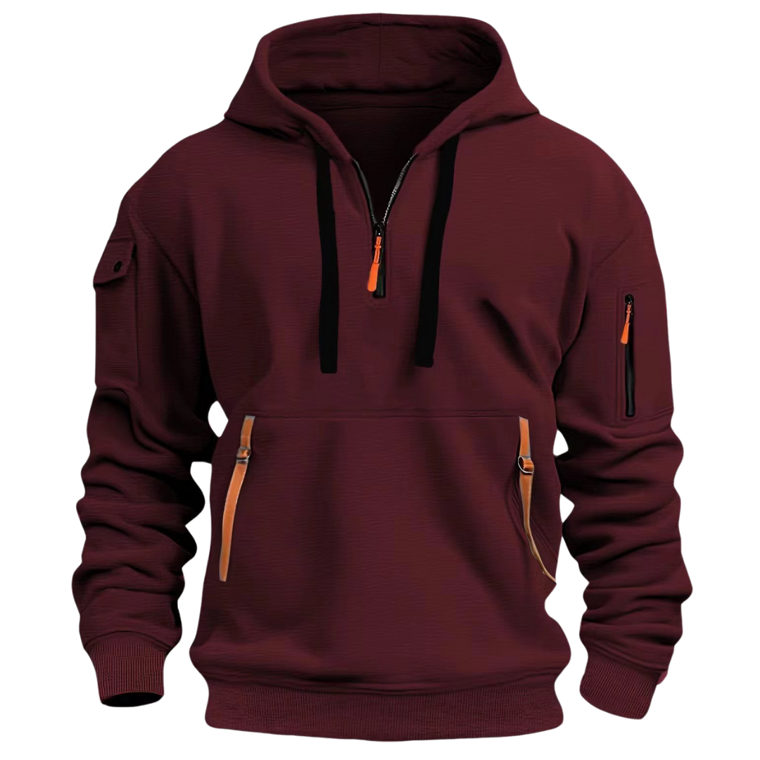 Samuel Herren Hoodie mit Reißverschlusstaschen in Rot