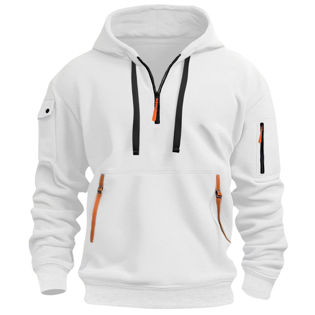 Samuel Herren Hoodie mit Reißverschlusstaschen in Weiß