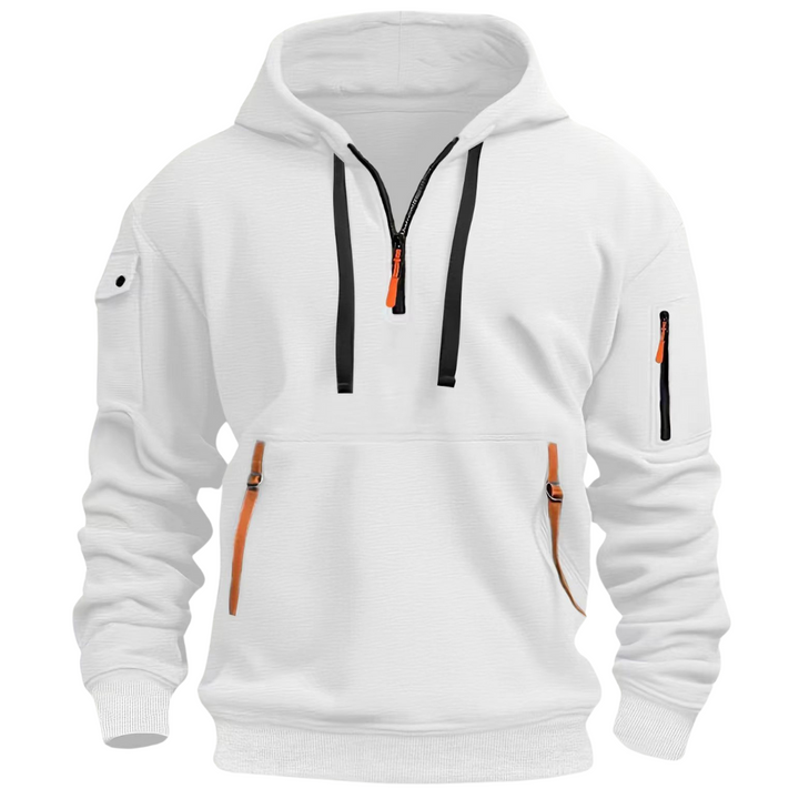 Samuel Herren Hoodie mit Reißverschlusstaschen in Weiß