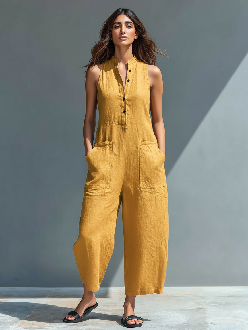Liva | Ärmelloser Leinen-Jumpsuit